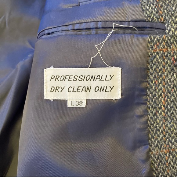 Vintage Luxury Chadmore Wool Blend Herringbone L 38 Gray/Blue/Orange Mens Blazer - Picture 8 of 12